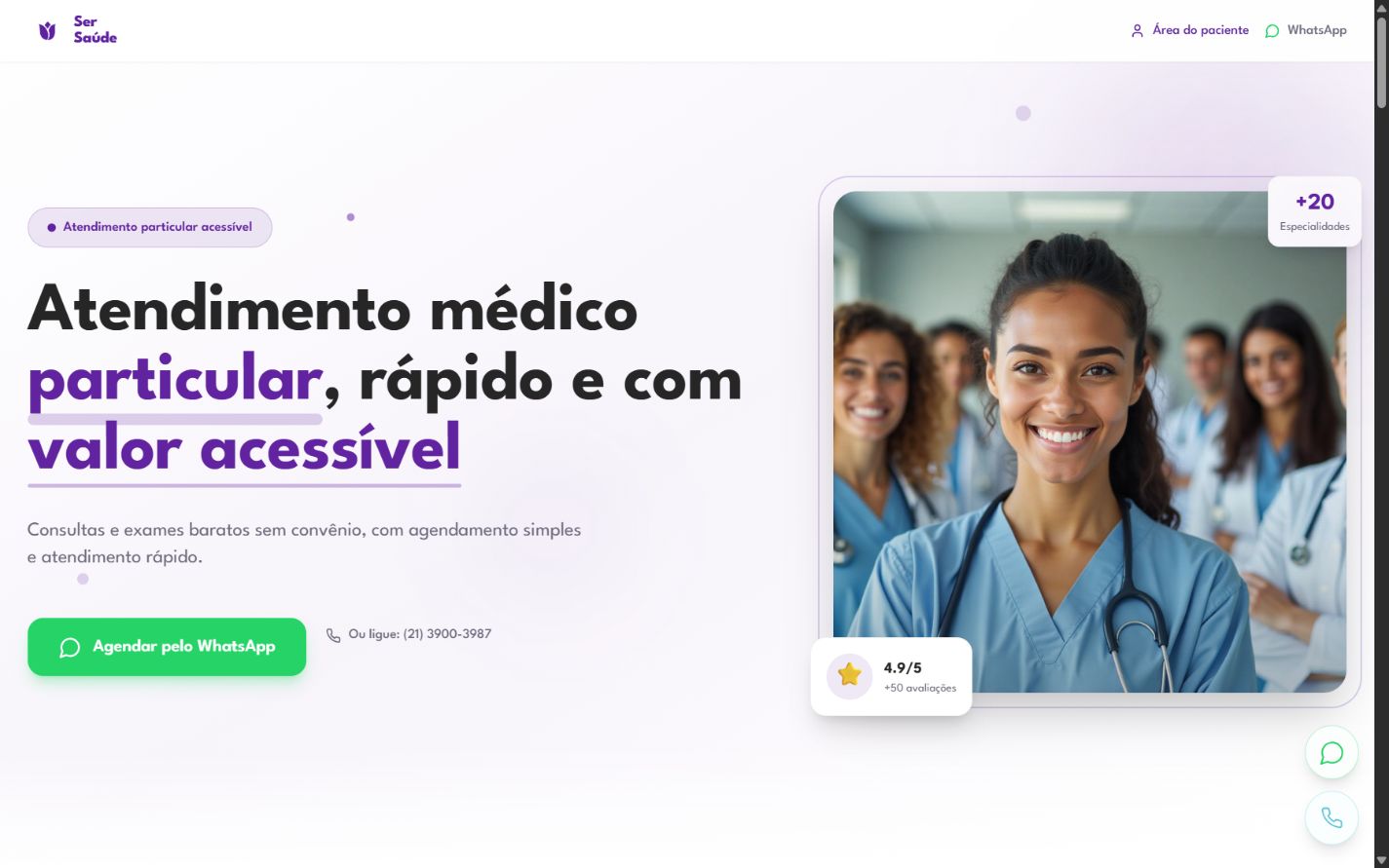 Site do centro diagnóstico Ser Saúde exibido em um MacBook